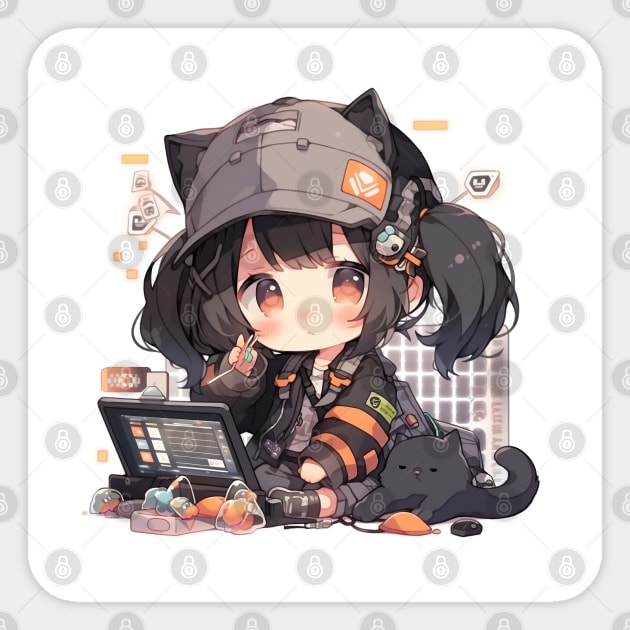 chibi cute girl pc Sticker by WabiSabi Wonders